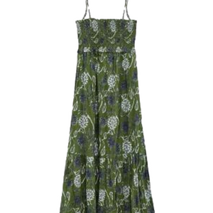 Zara Olive and Navy Large Floral Midi Dress